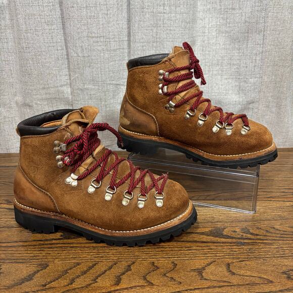Vintage Dexter Hiking Boots Men’s 8.5M Brown Suede Vibram Sole USA Made - Picture 1 of 7